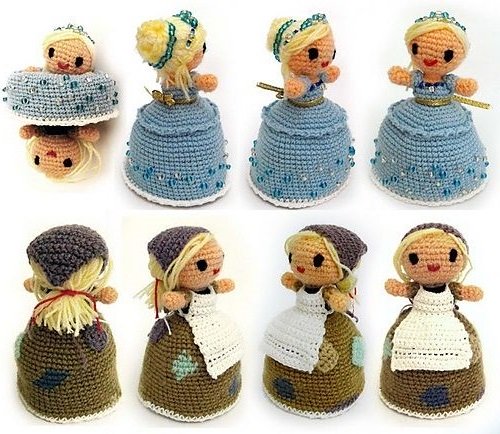 Вязаная крючком кукла перевертыш Золушка