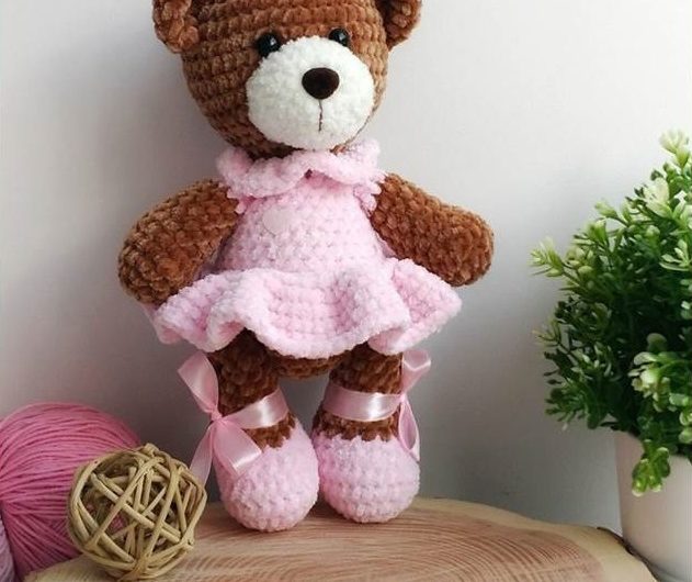 Мишка амигуруми из плюшевой пряжи: легкая схема
