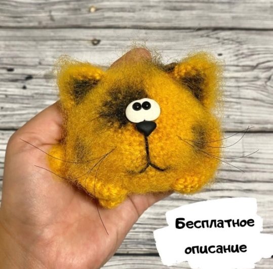 Амигуруми милый пушистый котик крючком