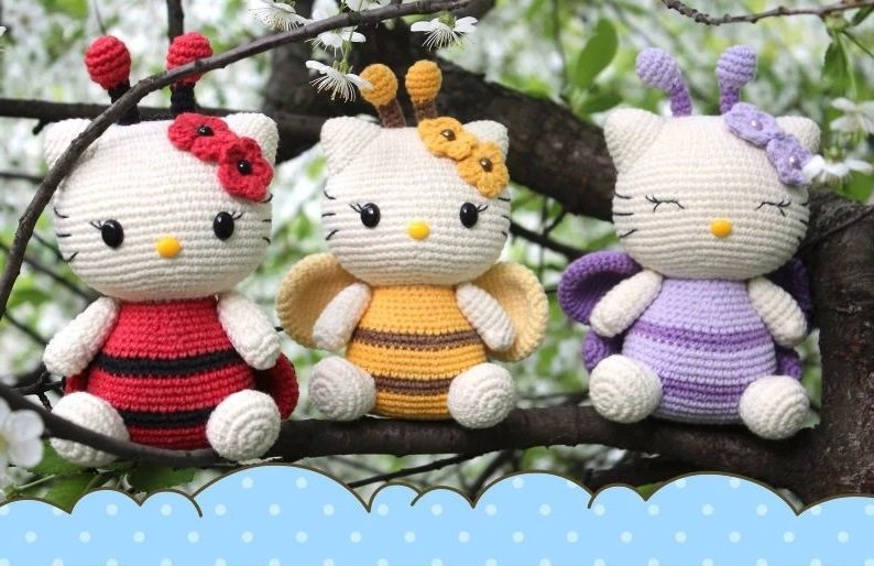 Вязаная крючком Hello Kitty - схема вязания для начинающих