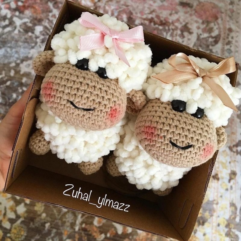 Овечки крючком из плюшевой пряжи
