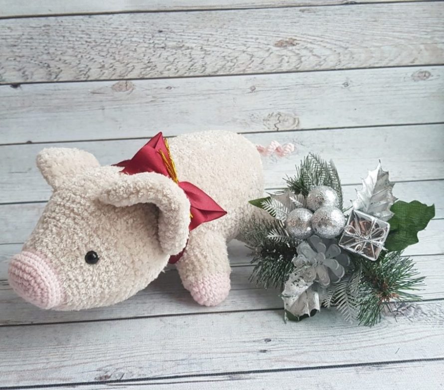 Игрушка поросенок крючком амигуруми
