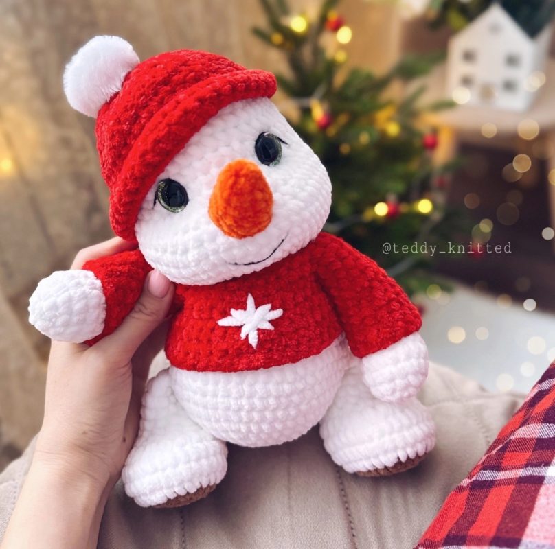 Вязаный снеговик крючком схема